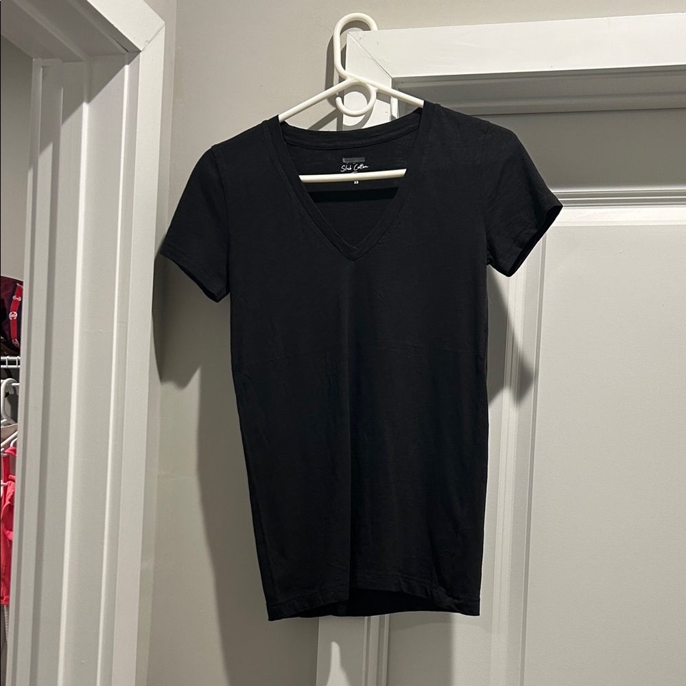 J. Crew Black V-Neck Short Sleeve Tee